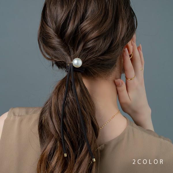【全品送料無料⇒11月30日23：59迄】ヘアゴム パール ロング 揺れる ヘアアクセ ヘアアレンジ...