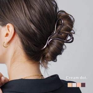 【最大50％OFF×全品送料無料】バンスクリップ ハート メタル ライン 歪み 大きめ ボリューム ヘアクリップ 簡単 しっかり留まる 定形外郵便