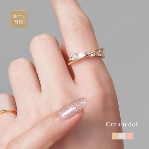 【最大32％OFF×全品送料無料】金属アレルギー対応 リング 指輪 ニッケルフリー 18kコーティング オープンリング C型 オーバル ビジュー クロス 微調整可能