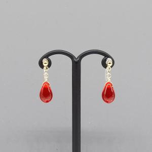 イヤリング 赤 雫 ノンホールピアス 樹脂 ゴ...の詳細画像2