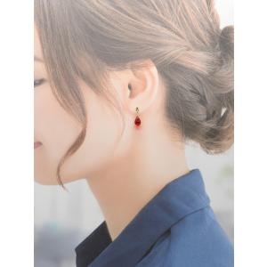 イヤリング 赤 雫 ノンホールピアス 樹脂 ゴ...の詳細画像4