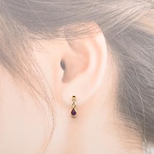 イヤリング 樹脂 アメジスト 天然石 1粒 雫...の詳細画像2