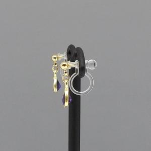 イヤリング 樹脂 アメジスト 天然石 1粒 雫...の詳細画像3
