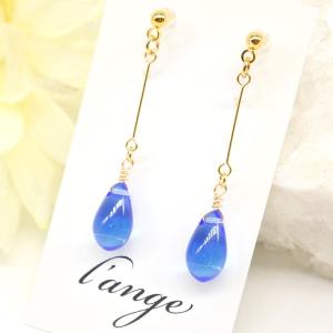 L'ange（ランジュ） イヤリング 赤 雫 ノンホールピアス 樹脂 ゴールド