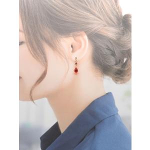 イヤリング ノンホールピアス 樹脂 赤 雫 ガ...の詳細画像1