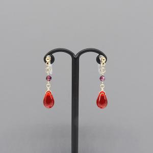 イヤリング ノンホールピアス 樹脂 赤 雫 ガ...の詳細画像3