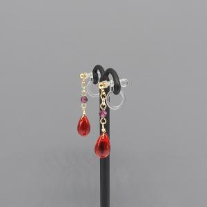 イヤリング ノンホールピアス 樹脂 赤 雫 ガ...の詳細画像4