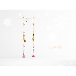 L'ange（ランジュ） ピアス オレンジジェード オニキス 14KGF ゴールド