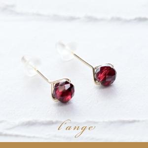 L'ange（ランジュ） ピアス 14kgf 天然石 赤メノウ ゴールド スタッド