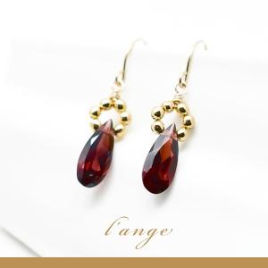 ガーネット K14gf ゴールド ピアス レディース 日本製  天然石 秋冬 揺れる 小振り 1月誕生石