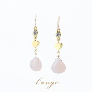 14kgf クラックアンバー オニキス ピアス イヤリング 天然石 k14gf L'ange（ランジュ） ピアス 14kgf ハニージェード オニキス ゴールド