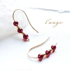 L'ange（ランジュ） ピアス 14kgf 天然石 赤メノウ ゴールド スタッド