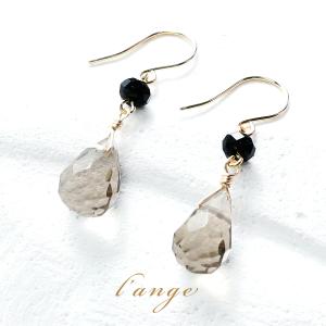 L'ange（ランジュ） ピアス 14kgf ハニージェード オニキス ゴールド