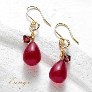 L'ange（ランジュ） ピアス 14kgf ハニージェード オニキス ゴールド