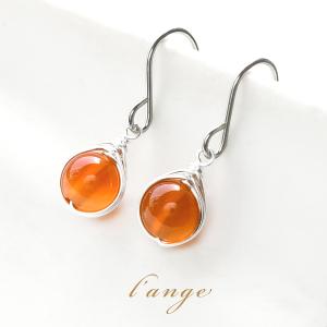 L'ange（ランジュ） ピアス 14kgf 天然石 赤メノウ ゴールド スタッド