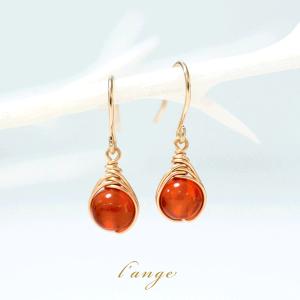L'ange（ランジュ） ピアス 14kgf ハニージェード オニキス ゴールド