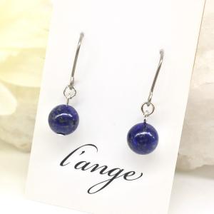 ピアス ラピスラズリ 一粒  6mm 金属アレルギー対応 チタンピアス 樹脂ピアス フック レディース 天然石 丸玉 ネイビー