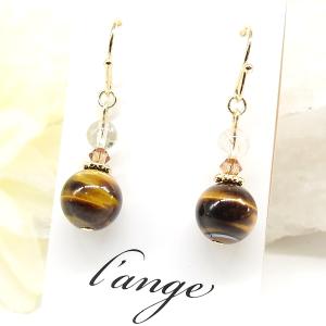 L'ange（ランジュ） 天然石 グレーオニキス 14kgf ピアス レディース