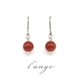 L'ange（ランジュ） ピアス 14kgf 天然石 赤メノウ ゴールド スタッド