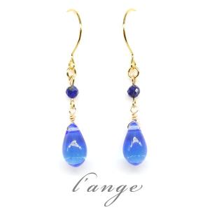 L'ange（ランジュ） ピアス 14kgf ハニージェード オニキス ゴールド
