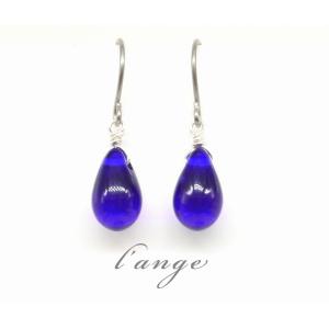 L'ange（ランジュ） 天然 ブルー 珊瑚 ピアス 14kgf ワイヤー ラップ