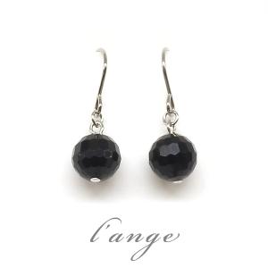 L'ange（ランジュ） ピアス モリオン 黒水晶 6mm 天然石 一粒 純チタン