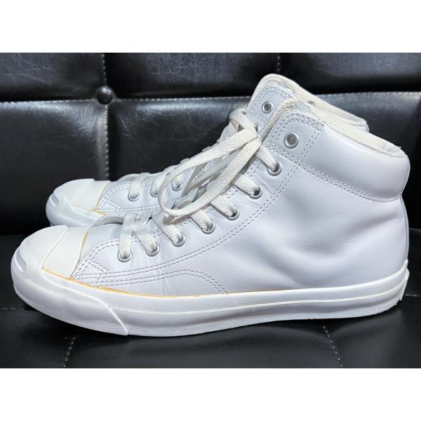 美品 コンバース ジャックパーセル レザー ミッド 白 26cm CONVERSE JACKPURC...