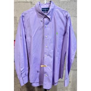 美品 クリーニング済 ポロラルフローレン 長袖 ボタンダウン シャツ L メンズ 薄紫 パープル POLO RALPH LAUREN｜creep-shopping