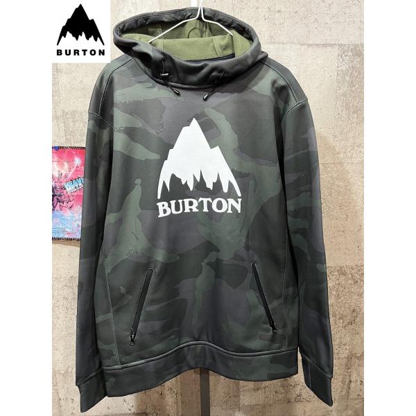 美品 BURTON 撥水パーカー 迷彩 M クラウン ウェザープルーフ プルオーバー フーディー バ...