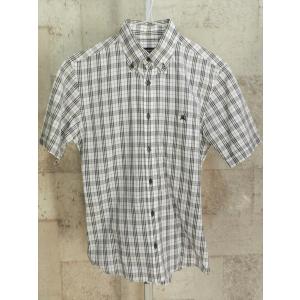 美品 バーバリーブラックレーベル チェック 半袖 ボタンダウンシャツ 1 白黒 BURBERRY BLACK LABEL｜creep-shopping