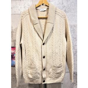 St.Croix KNITS キャメルヘア50% メリノウール50% ショールカラー ケーブル カー...