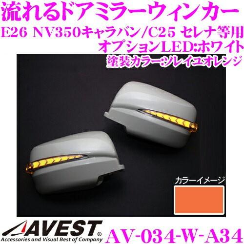 流れるLEDドアミラーウィンカーレンズ AVEST アベスト AV-034-W 塗装:ソレイユオレン...