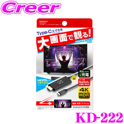 Kashimura カシムラ KD-222 HDMI変換ケーブル Type-C専用 4K 充電用ポー...