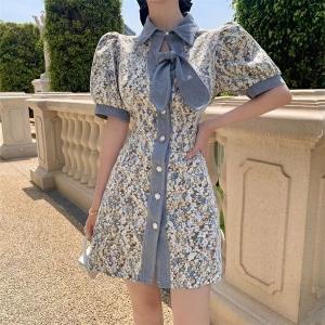 ワンピース シャツワンピース 量産型 地雷系 お嬢様 韓国 ゆめかわいい やみかわいい 原宿系 参戦服 可愛い レディース 夏 半袖 ショート丈 ミニ丈 花柄 リボン Ls0417a816 Creostore 通販 Yahoo ショッピング