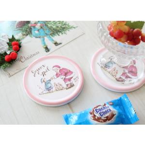 メゾンドマニー クリスマス陶器 タイルコースター (子供・ピンク)｜crescend