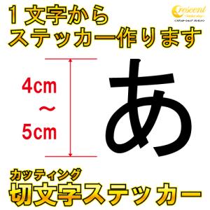 1文字からステッカー作ります 日本語 4cm〜5cm カッティングシート 24色 切り文字 シール デカール スマホ 車 バイク 自転車 ヘルメット｜crescent-ss