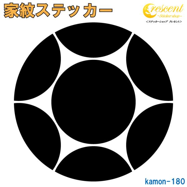 家紋ステッカー 割り七曜 K180 戦国 武将 刀剣 剣道 胴 防具 お盆 提灯 シール デカール ...