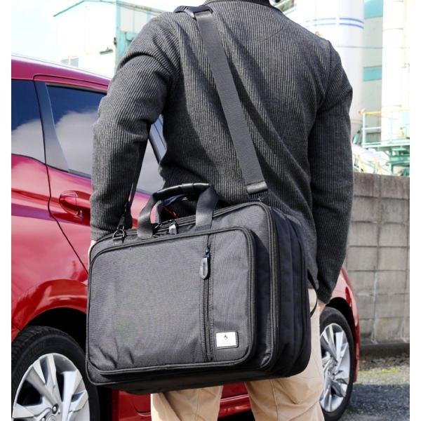 メンズ ビジネスバッグ リュック 3WAY トート 自転車 通勤 幅45cm A4ファイル ポリエス...
