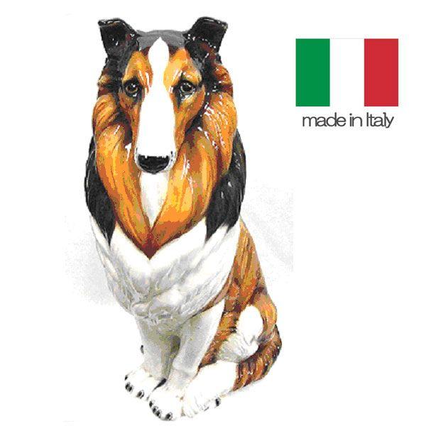 イタリア製 陶器 置物 犬 コリー  置き物