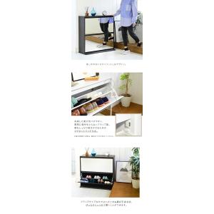 下駄箱 鏡付き 玄関収納 ミラー付き 靴箱 シ...の詳細画像2