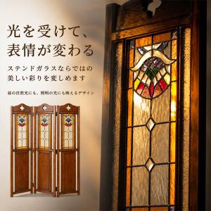 パーテーション 3連 ステンドグラス オーク無...の詳細画像3