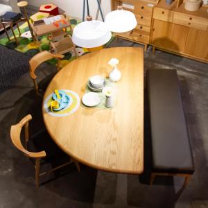 飛騨産業 [開梱設置送料無料] 10年保証 半円形リビングテーブル (幅