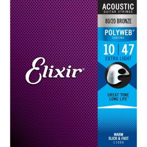 Elixir POLYWEBコーティング弦 80/20ブロンズ EXTRA LIGHT .010-.047 アコースティックギター弦 #11000｜crest1