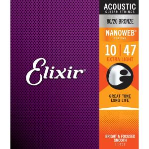 Elixir NANOWEBコーティング弦 80/20ブロンズ EXTRA LIGHT .010-.047 アコースティックギター弦 #11002｜crest1