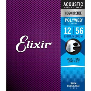 Elixir POLYWEBコーティング弦 80/20ブロンズ LIGHT/MEDIUM .012-.056 アコースティックギター弦 #11075｜crest1