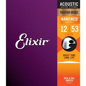 Elixir NANOWEBコーティング弦 フォスファーブロンズ LIGHT .012-.053 アコースティックギター弦 #16052｜crest1