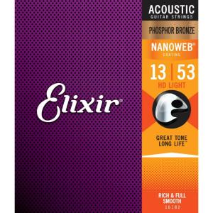 Elixir NANOWEBコーティング弦 フォスファーブロンズ HD LIGHT .013-.053 アコースティックギター弦 #16182｜crest1
