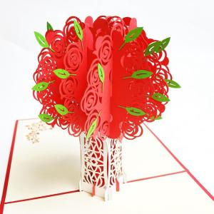 ポップアップ グリーティング カード 赤いバラの花束