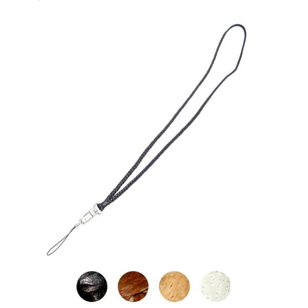 ネックストラップ 52.5cm 鹿革 ディアスキン レザー 三つ編み 携帯 スマホ デジカメ ID ...