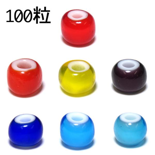 ビーズ 約7.5〜8.2mm 100粒 ホワイトハーツ ガラス チェコ産 インディアン ハンドメイド...